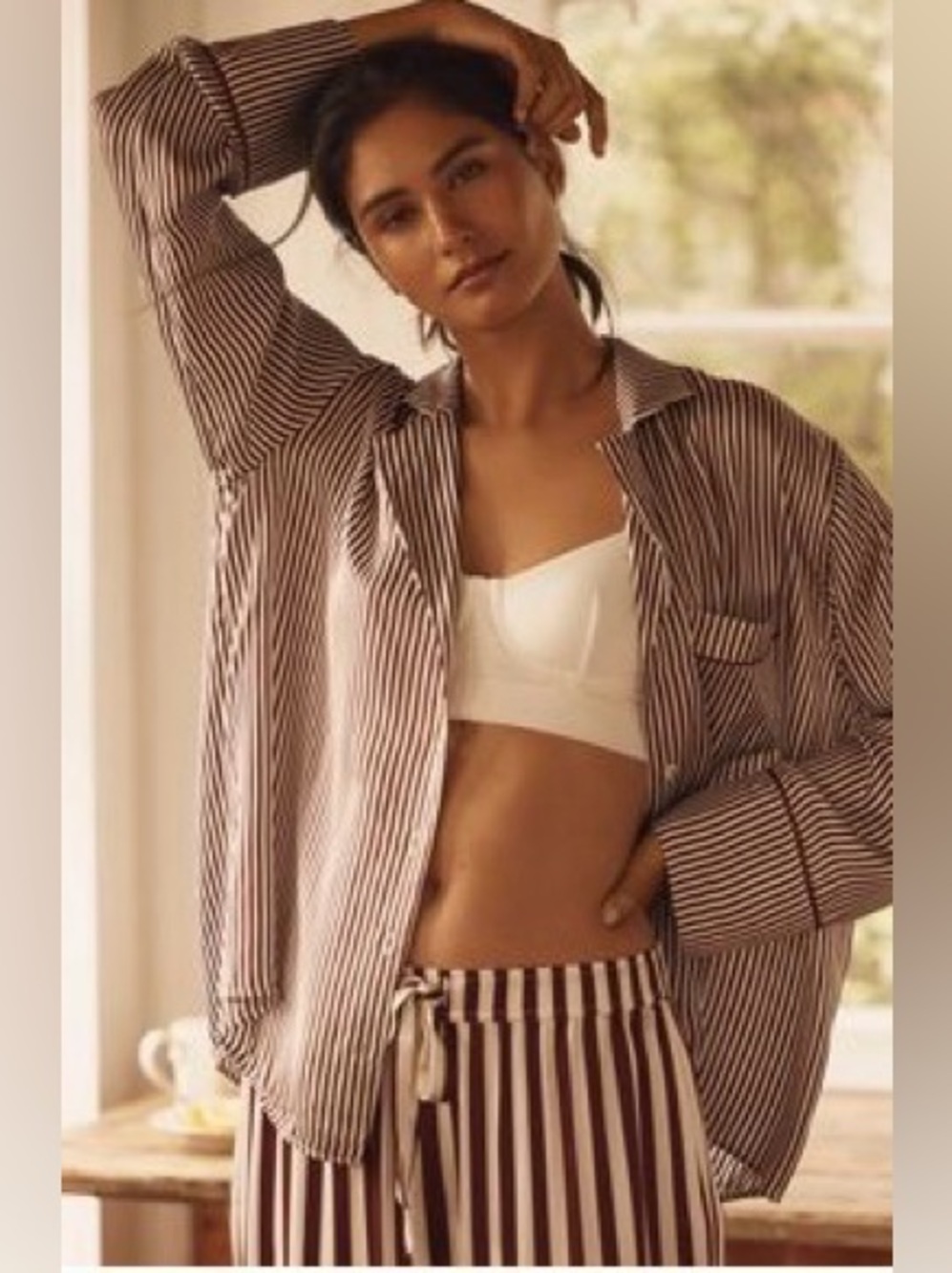 Anthropologie LyreBird Neela Oversized Pajama Shirt in LB Silky